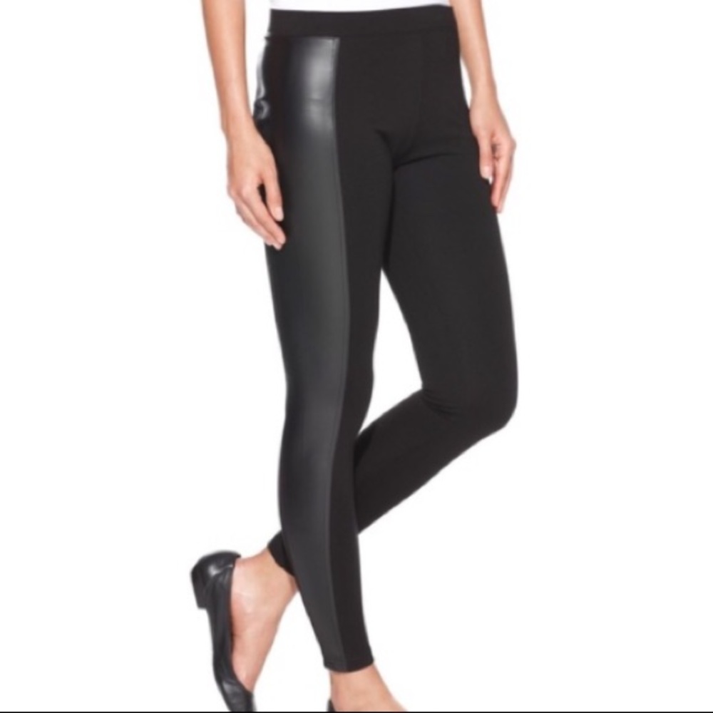 Black Leather Sided Leggings